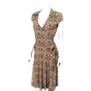 Laundry by Shelli Segal cap sleeve animal print jersey tie belt midi dre…